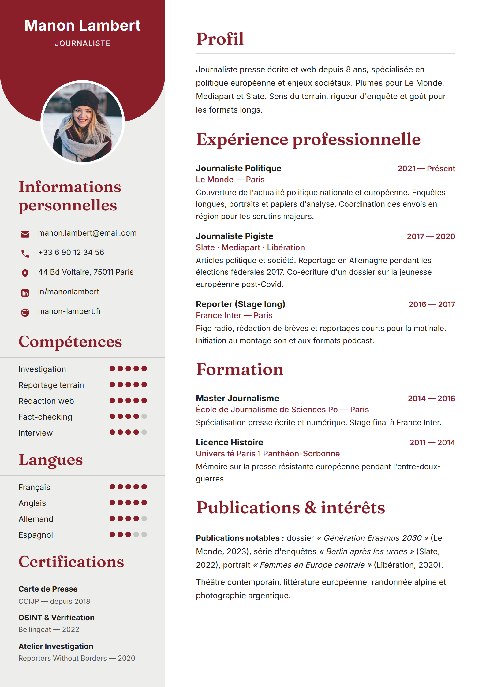 Modèle de CV Cremona