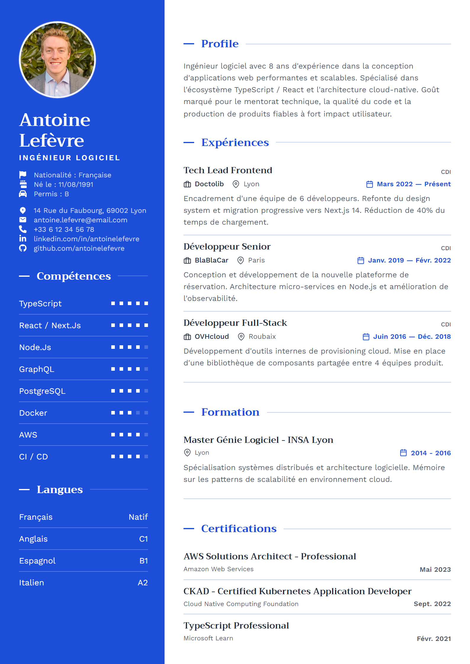 Modèle de CV Monolith