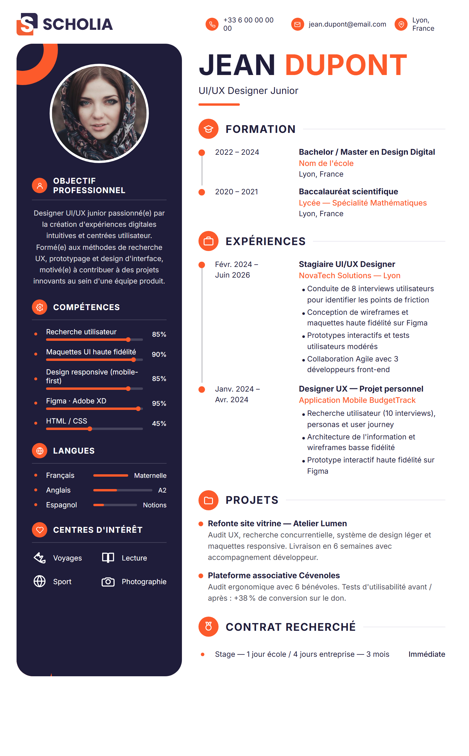 Modèle de CV Scholia