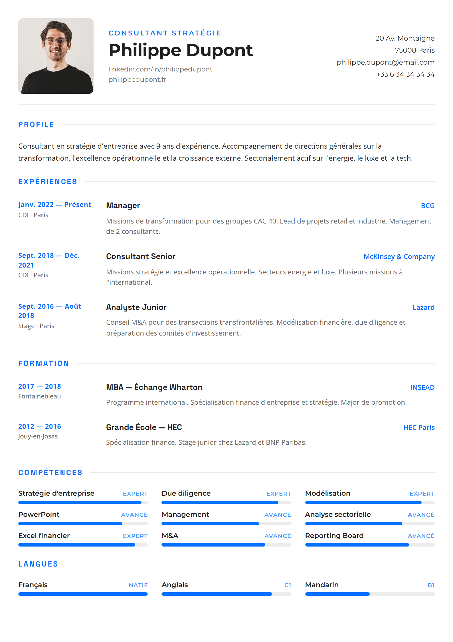 Modèle de CV Urbanline