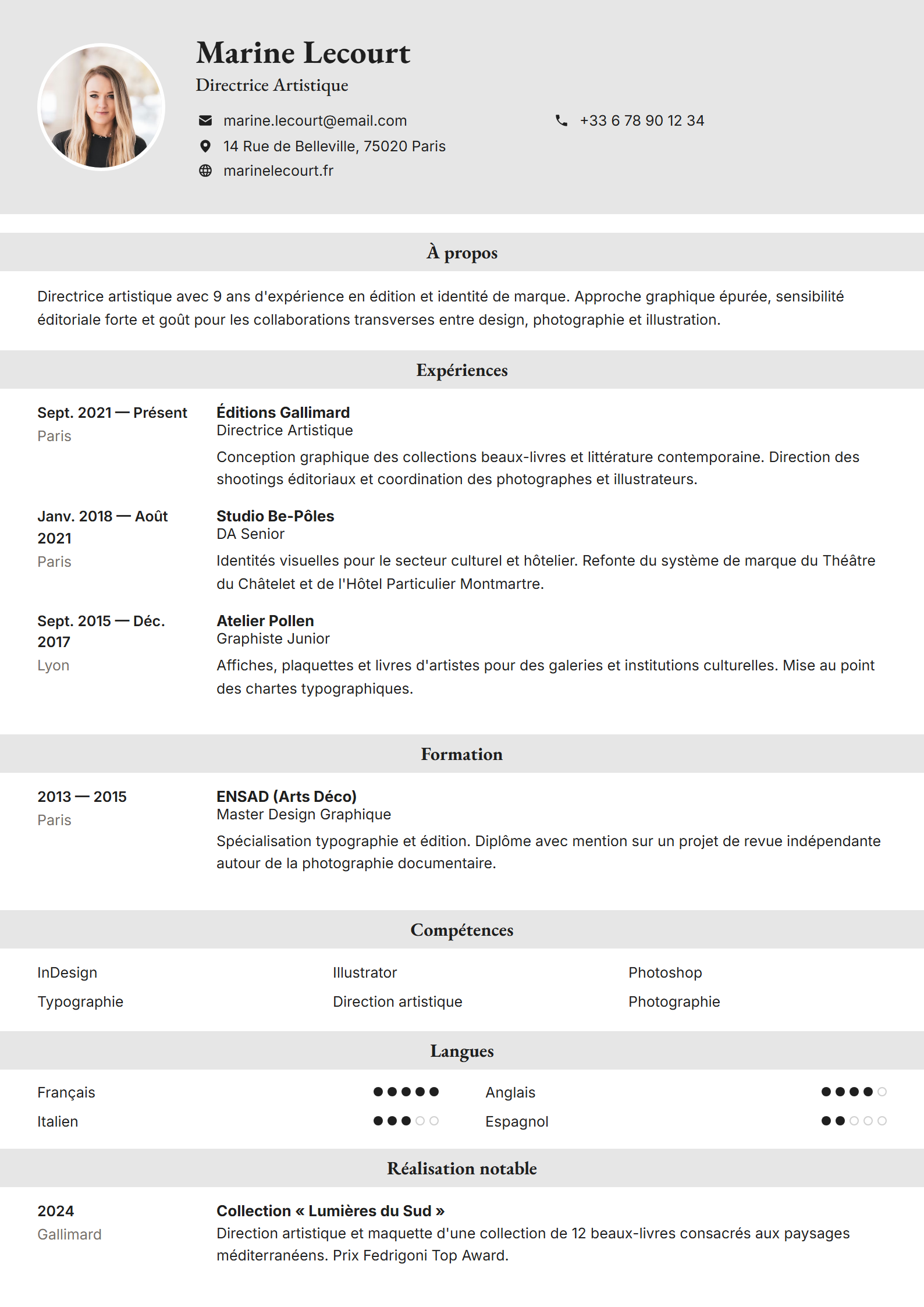 Modèle de CV Velora