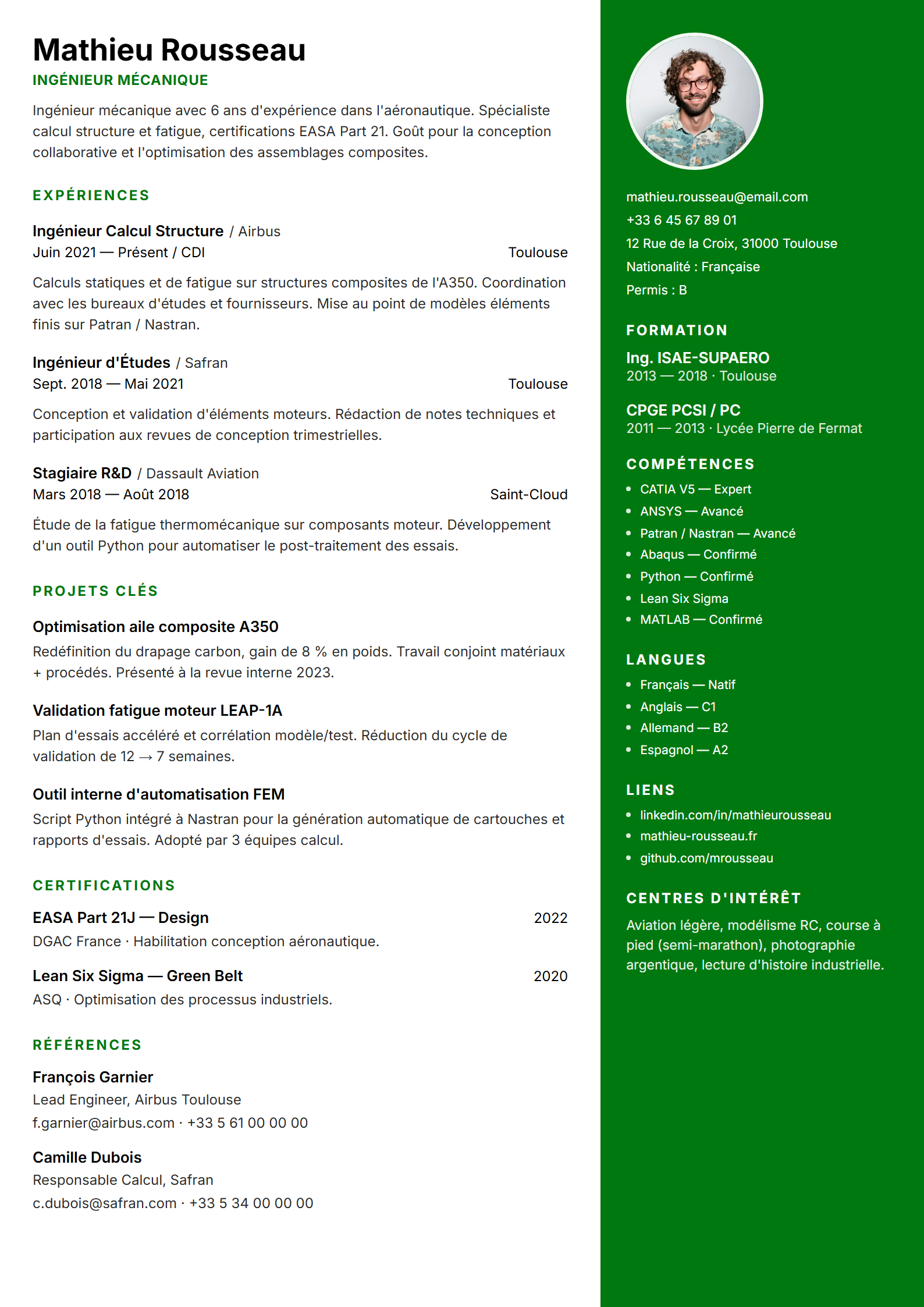Modèle de CV Veridian