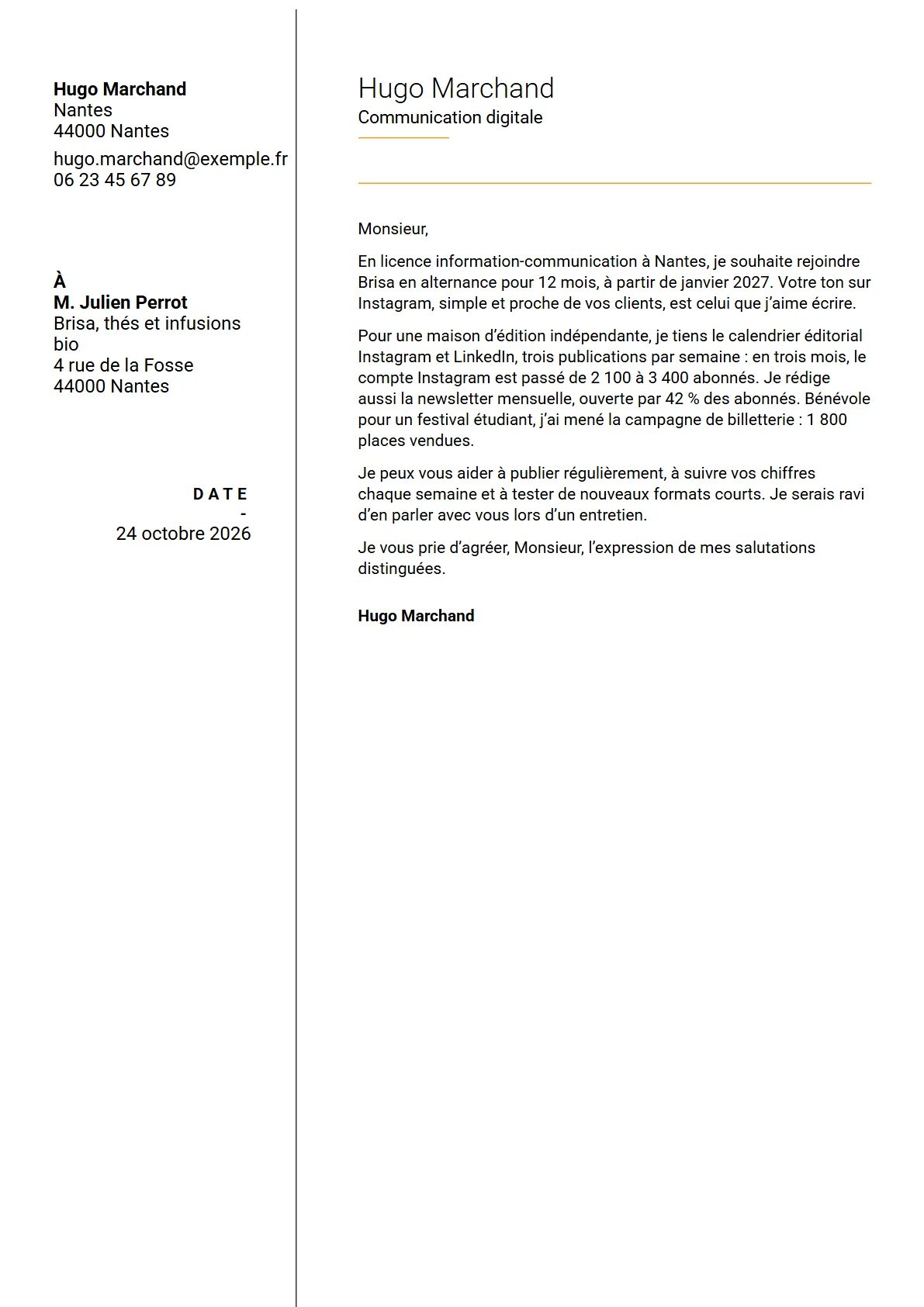 La lettre de Hugo Marchand, Communication digitale