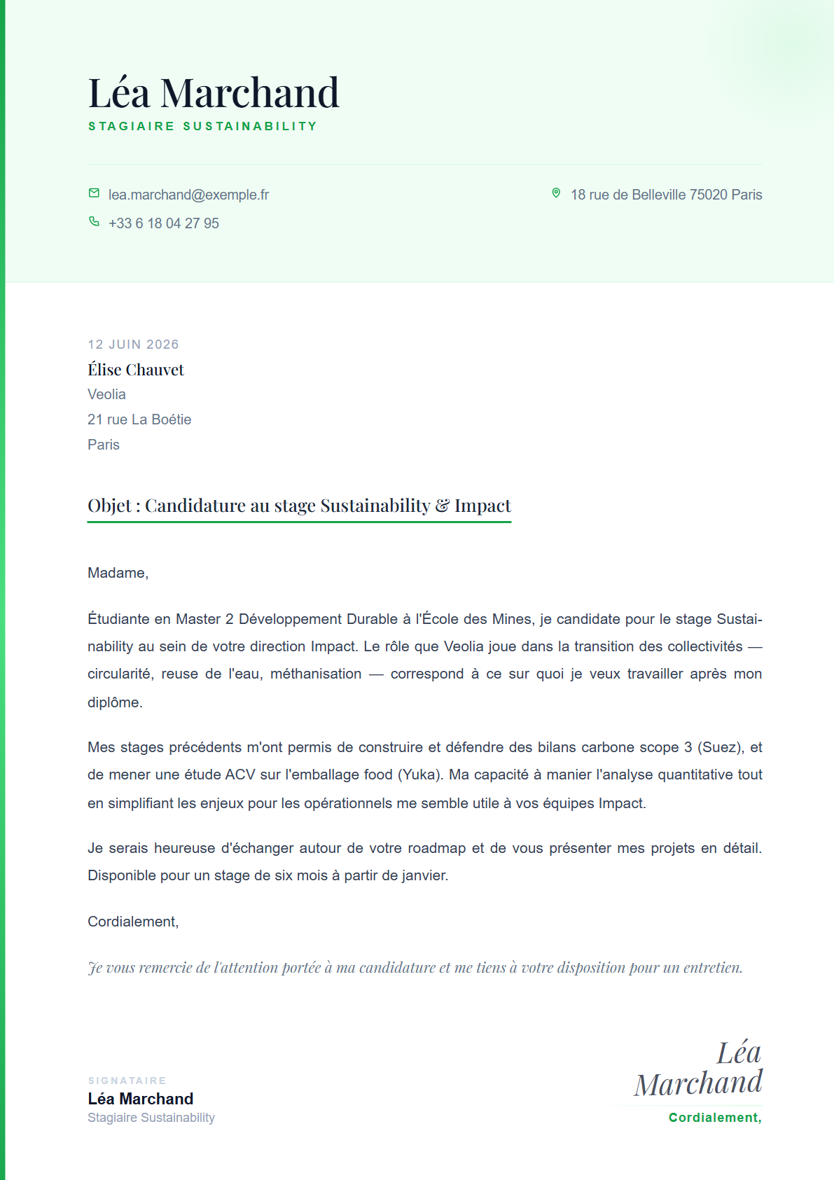 Aperçu du modèle Verdant